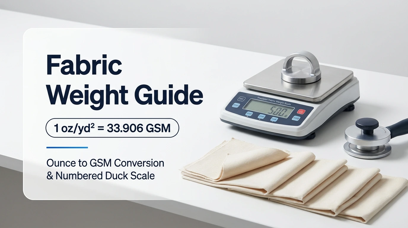 Fabric Weight Guide: Ounces to GSM Conversion and Numbered Duck Scale technical banner
