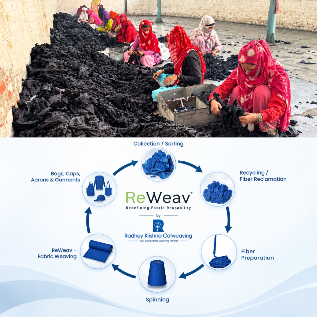 ReWeav Recycled Cotton Fabric - Garment Sorting and Textile Recycling Circular Process