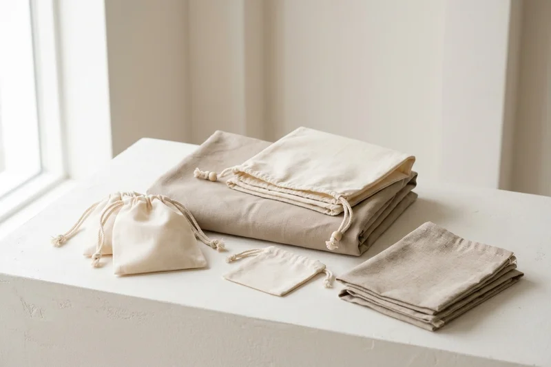 Recycled cotton fabric eco packaging pouches and luxury dust bags